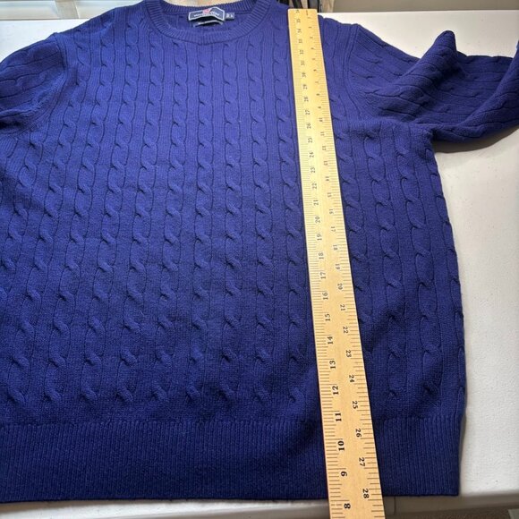 Vineyard Vines Navy Blue Merino Wool Cashmere Cable Knit Men's Sweater Sz Large - Picture 8 of 10